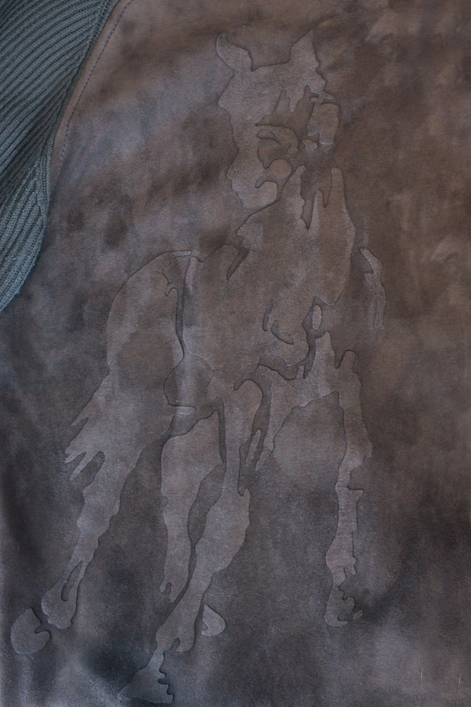 Hermes Grey Horse Embossed Suede Knit Jacket