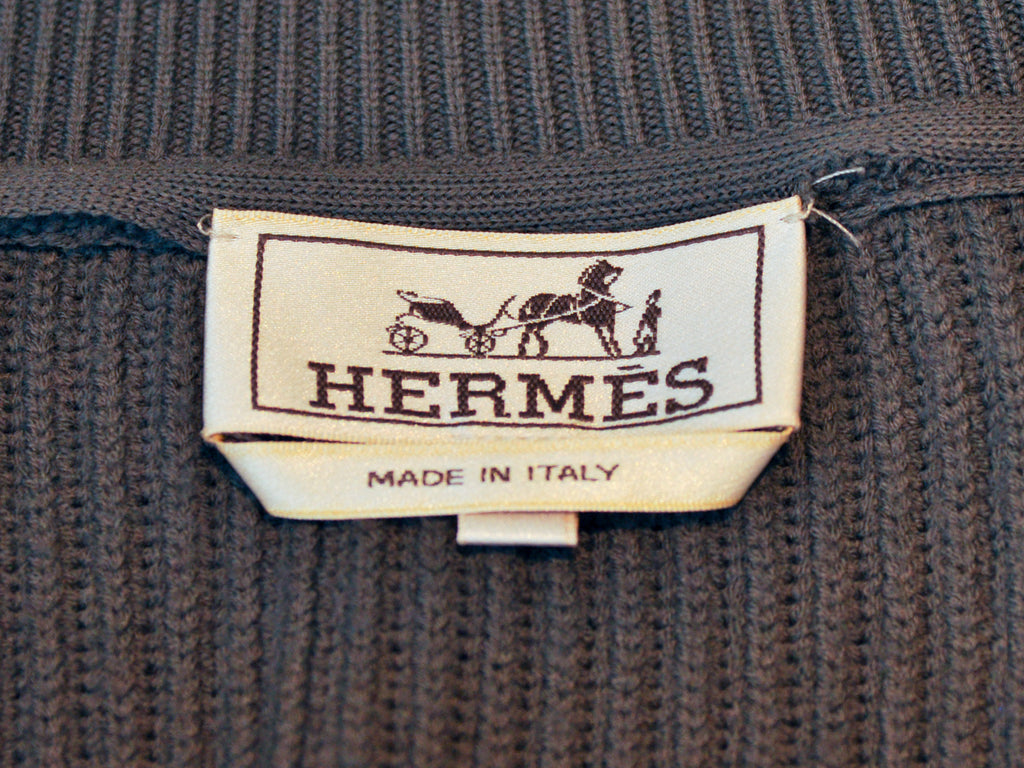 Hermes Grey Horse Embossed Suede Knit Jacket