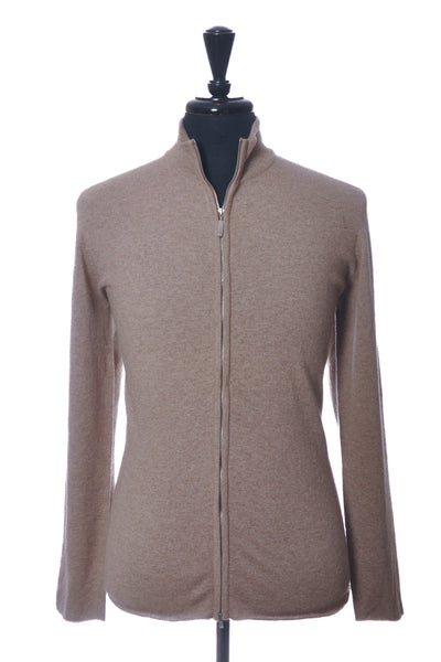 Hawick of Scotland Brown Cashmere Full Zip Sweater