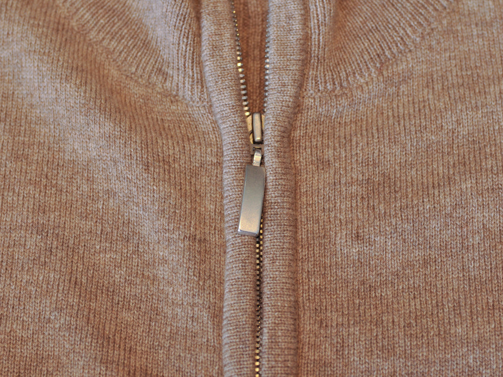 Hawick of Scotland Brown Cashmere Full Zip Sweater