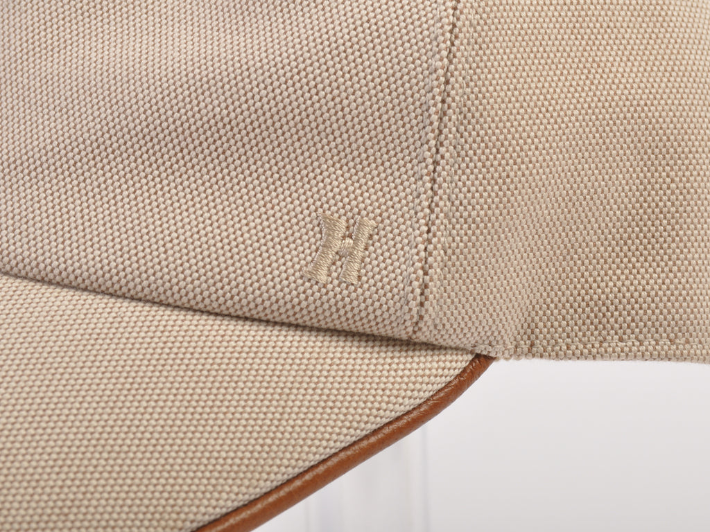 Hermes Navy Beige Cotton Baseball Cap