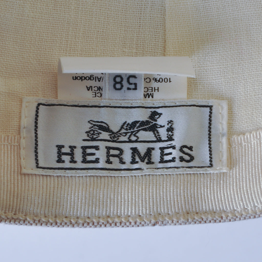 Hermes Navy Beige Cotton Baseball Cap