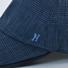 Hermes Navy Blue Check Wool Linen Baseball Cap