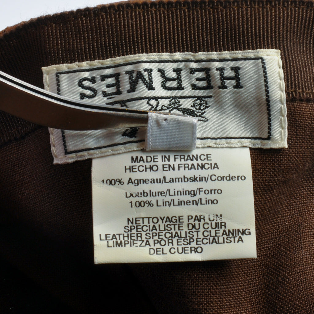 Hermes Brown Perforated Lambskin Leather Baseball Cap