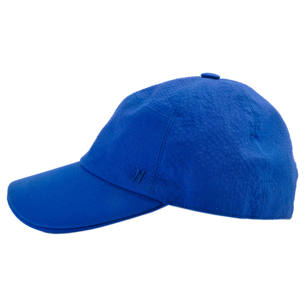 Hermes Blue Seersucker Baseball Cap