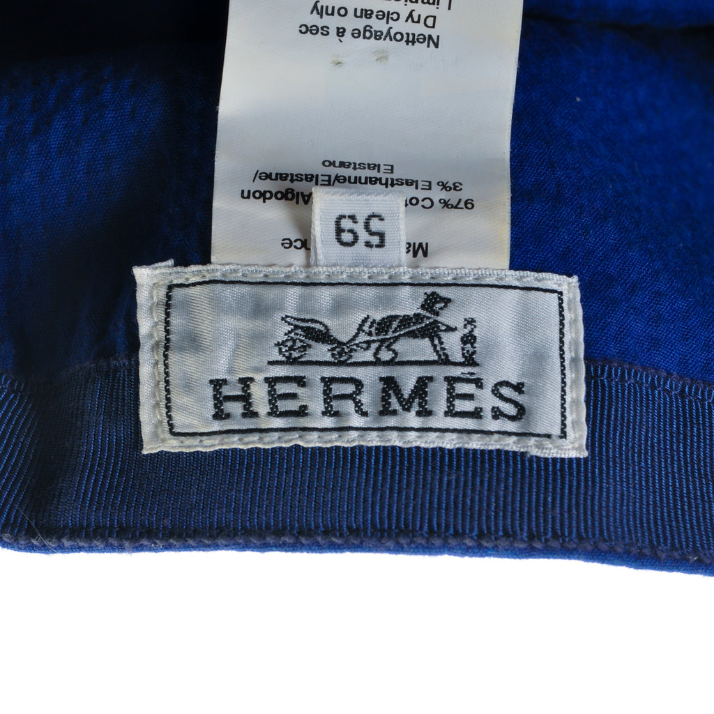 Hermes Blue Seersucker Baseball Cap