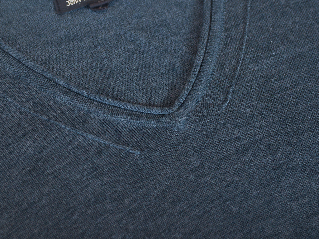 John Varvatos Dark Grey Merino Wool Blend V-Neck Sweater