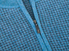Ferrante Teal Blue Houndstooth Quarter Zip Sweater