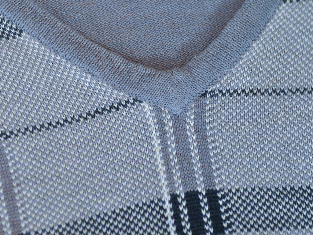 Armani Collezioni Grey Check V-Neck Sweater