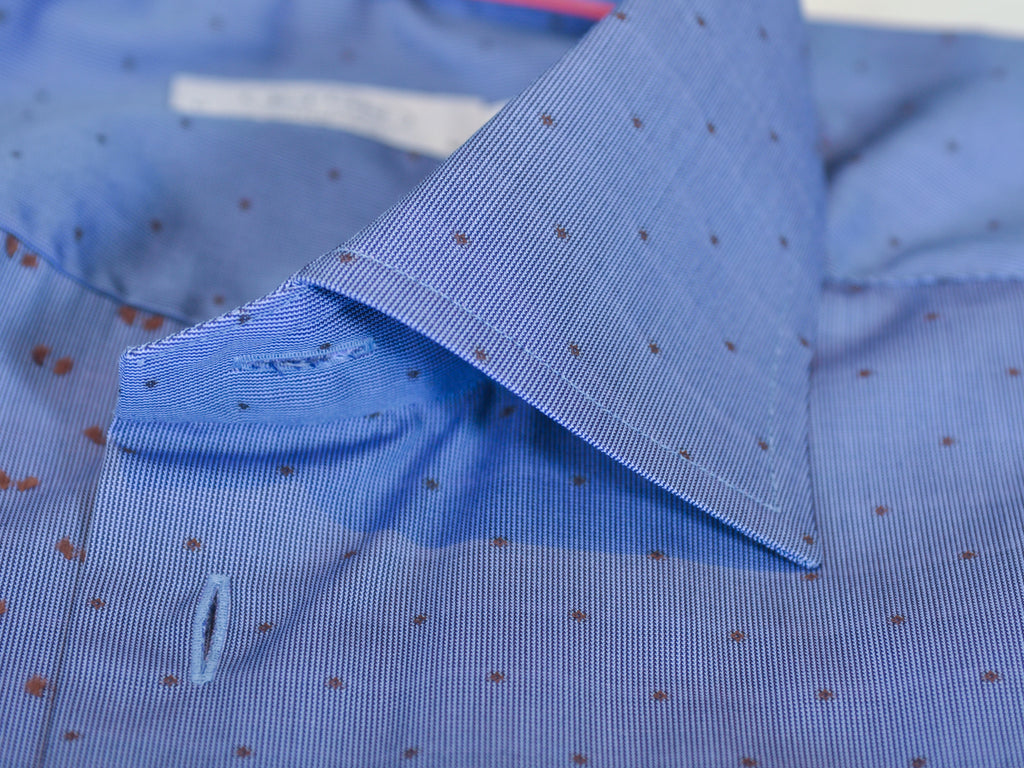 Eton NWT Dotted Blue Brighton Contemporary Fit Shirt