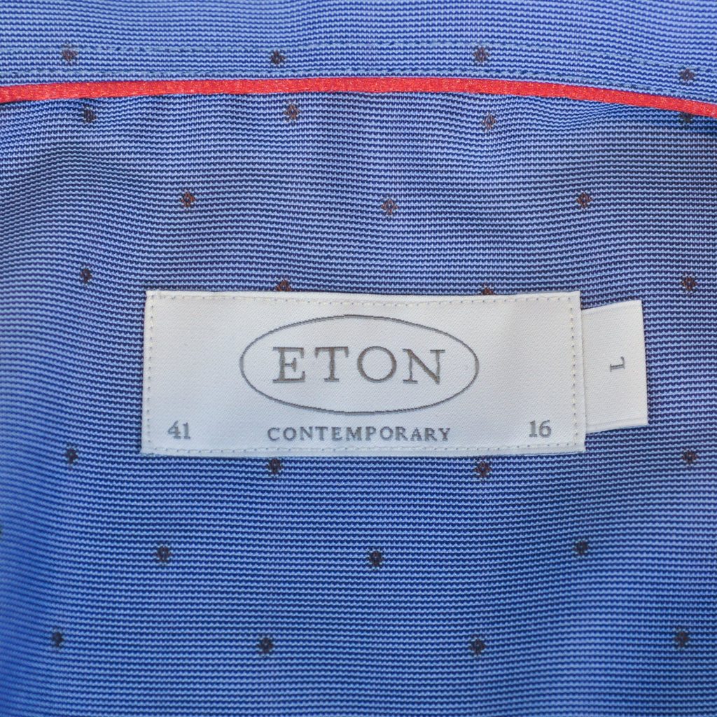 Eton NWT Dotted Blue Brighton Contemporary Fit Shirt