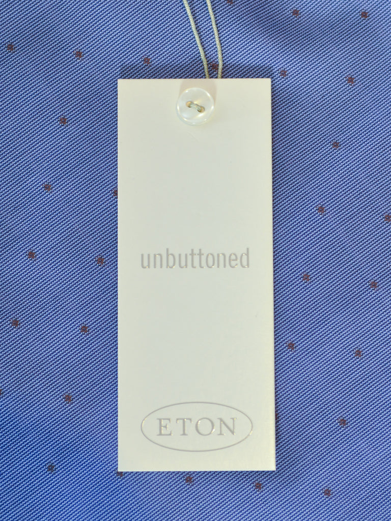 Eton NWT Dotted Blue Brighton Contemporary Fit Shirt
