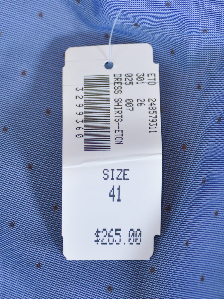 Eton NWT Dotted Blue Brighton Contemporary Fit Shirt
