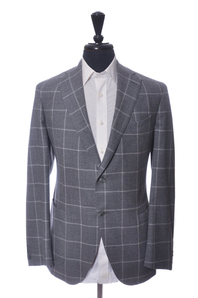 Luigi Bianchi Grey Windowpane Check Blazer