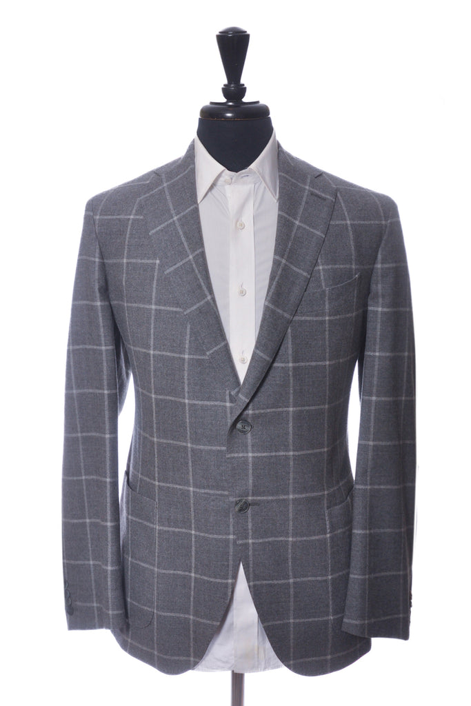 Luigi Bianchi Grey Windowpane Check Blazer