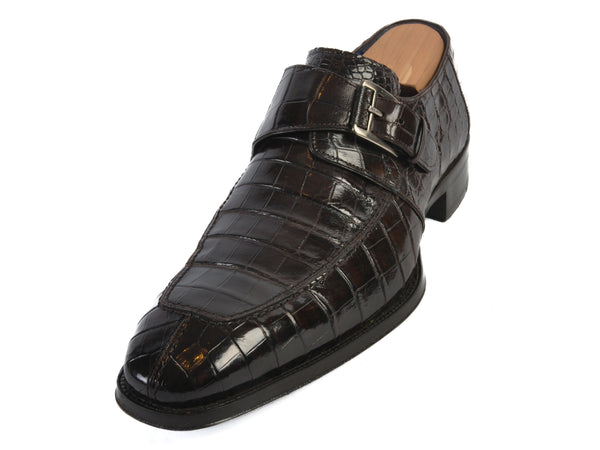 Mezlan Brown Alligator Monk Strap Shoes
