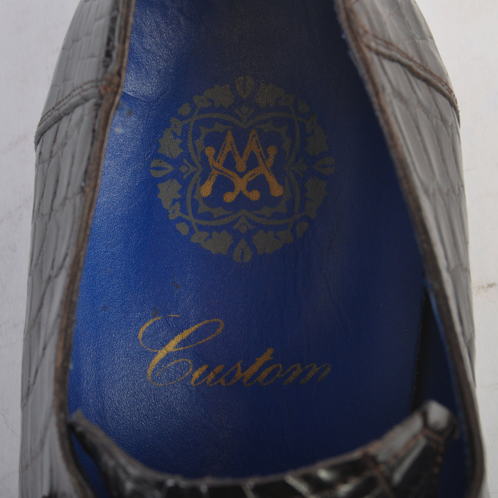 Mezlan Brown Alligator Monk Strap Shoes