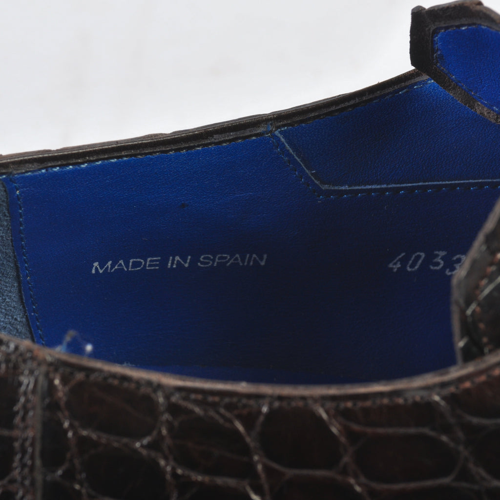 Mezlan Brown Alligator Monk Strap Shoes