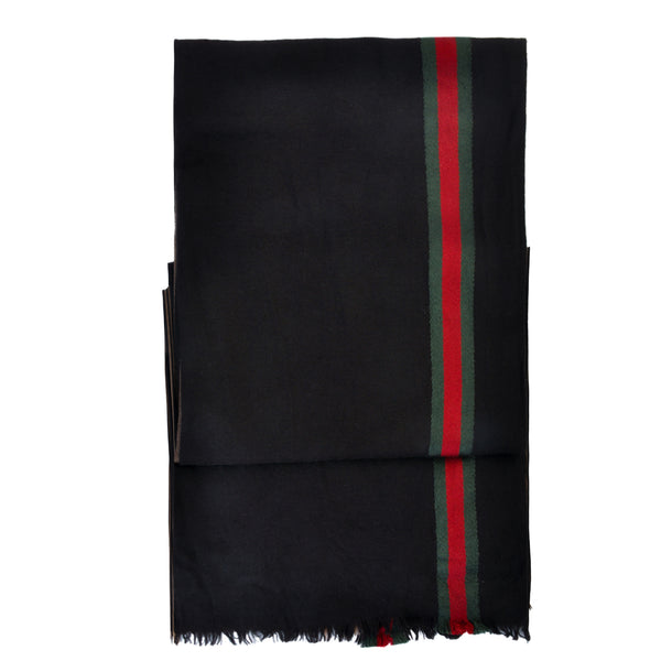 Gucci Brown Striped Wool Silk Scarf