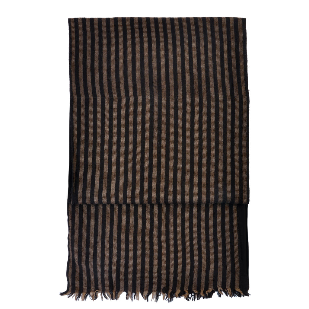 Gucci Brown Striped Wool Silk Scarf