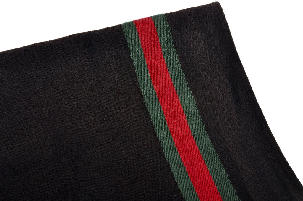 Gucci Brown Striped Wool Silk Scarf