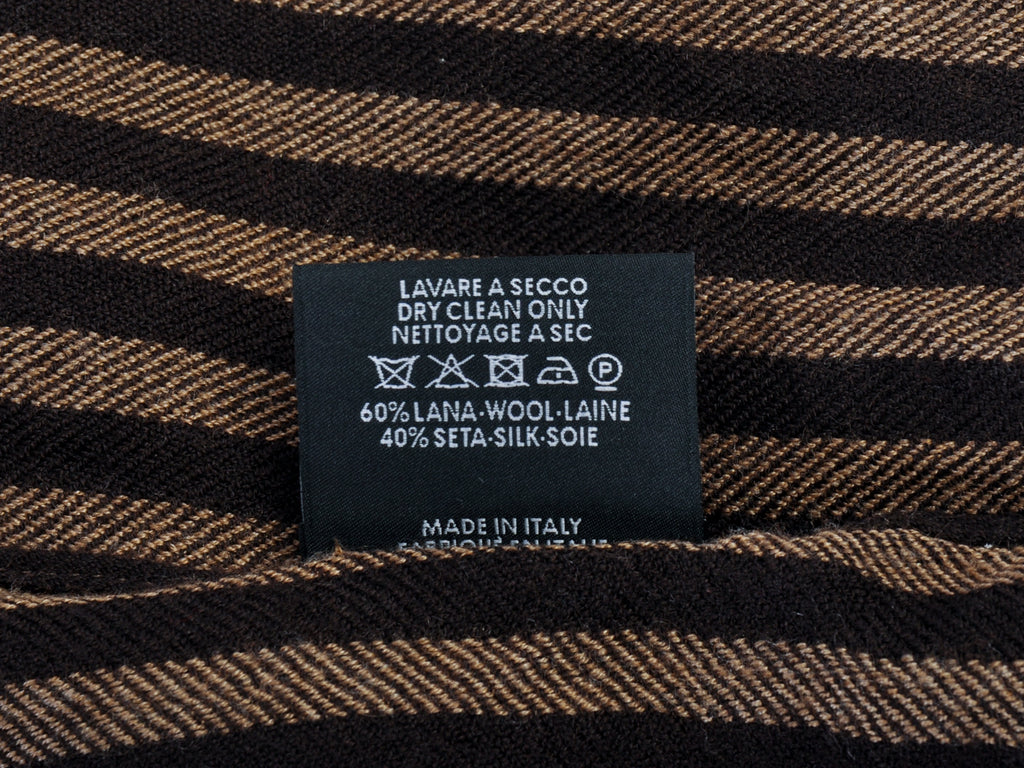 Gucci Brown Striped Wool Silk Scarf