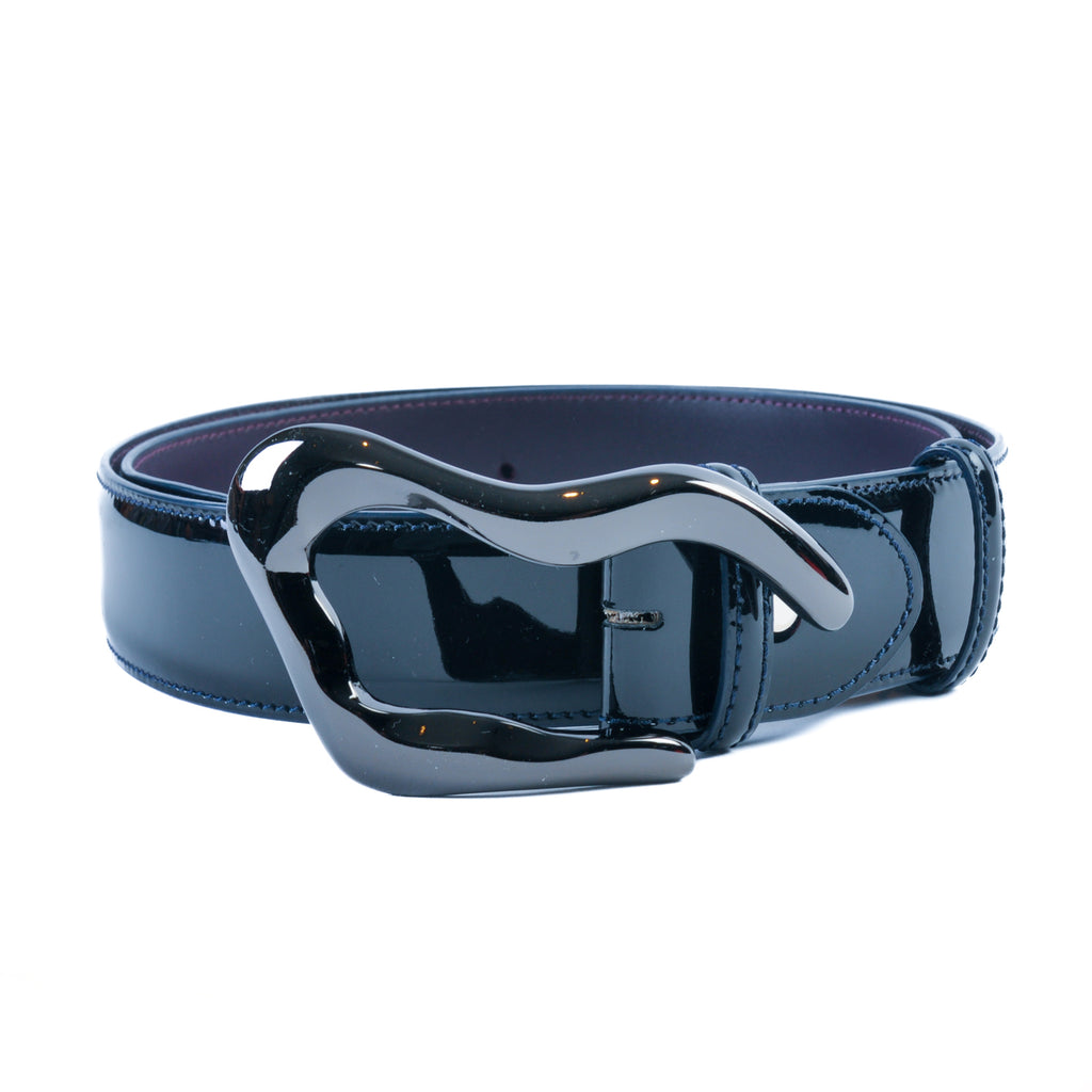 Elliot Rhodes Navy Blue Patent Leather Belt