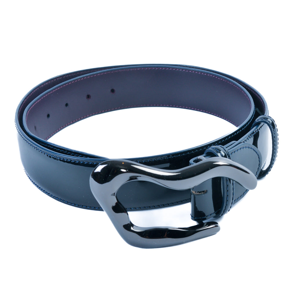 Elliot Rhodes Navy Blue Patent Leather Belt