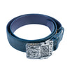 Elliot Rhodes Blue Embossed Leather Belt