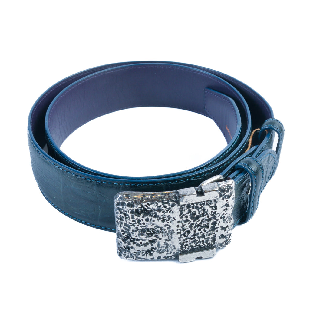 Elliot Rhodes Blue Embossed Leather Belt