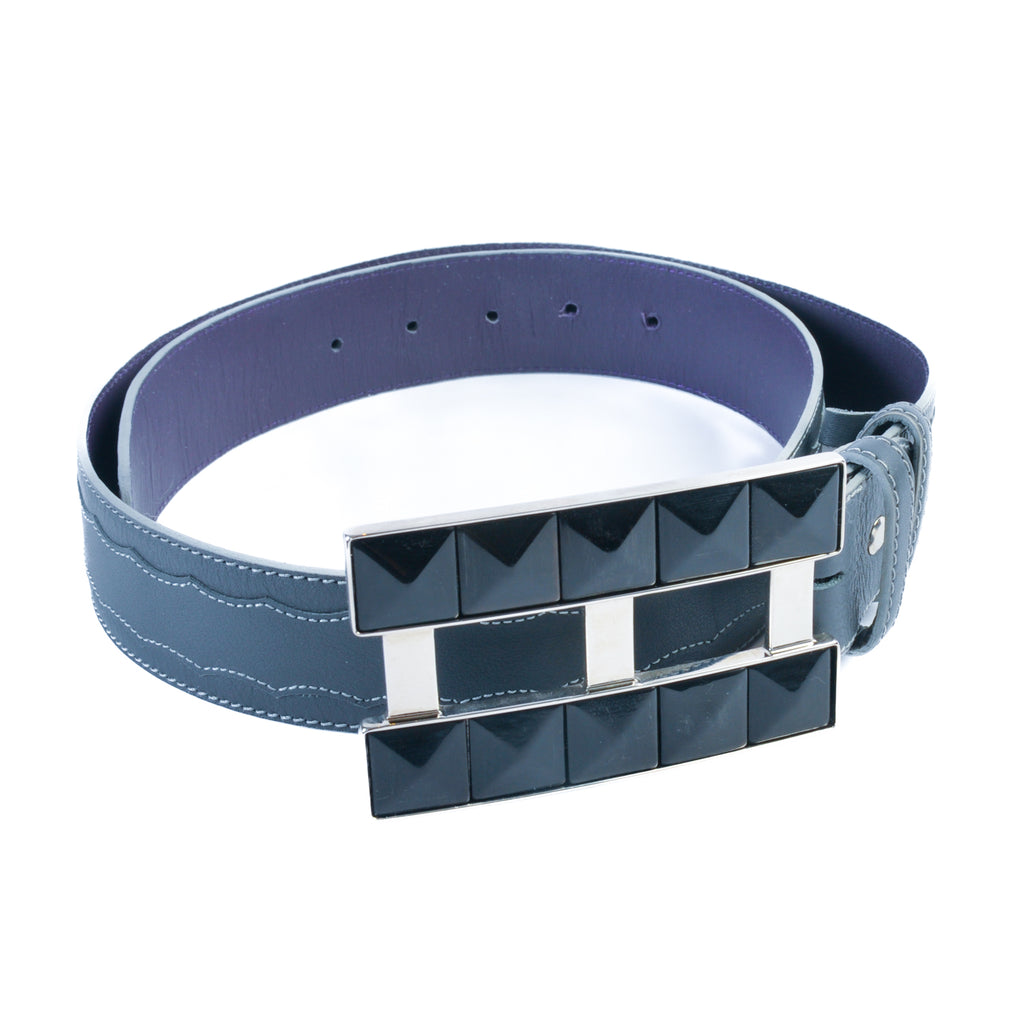 Elliot Rhodes Grey Embroidered Leather Belt