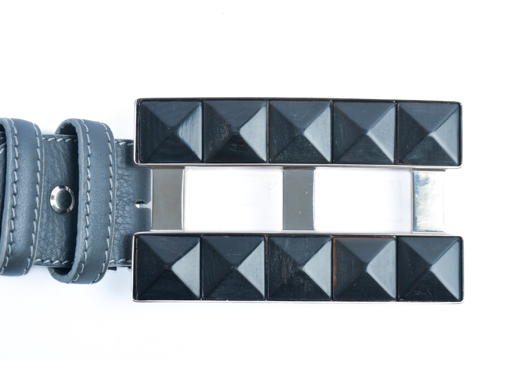 Elliot Rhodes Grey Embroidered Leather Belt