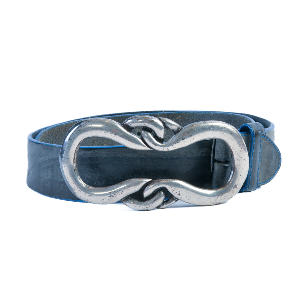 Elliot Rhodes Grey on Blue Textured Leather Belt