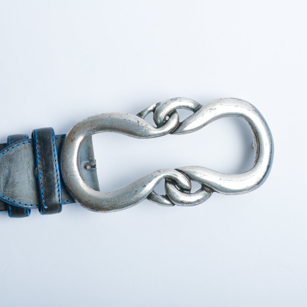 Elliot Rhodes Grey on Blue Textured Leather Belt