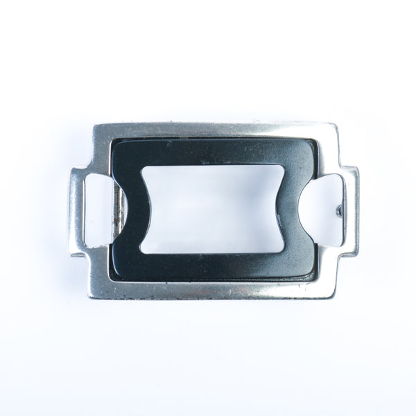 Elliot Rhodes Black and Silver Metal Belt Buckle