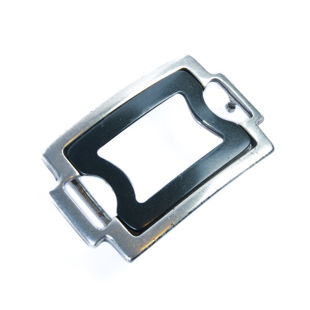 Elliot Rhodes Black and Silver Metal Belt Buckle