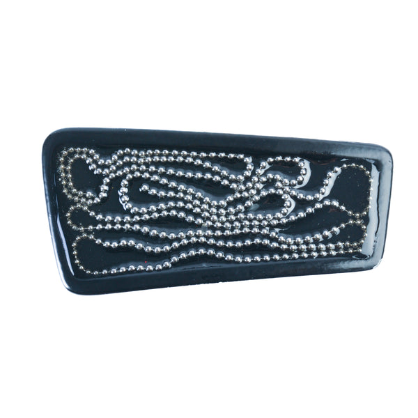 Buckle and Beads Black Enamel Belt Buckle