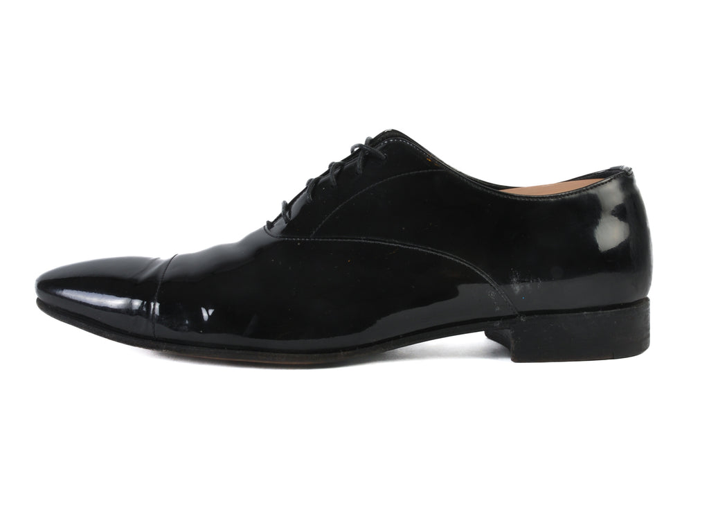 Prada Black Patent Leather Cap Toe Oxfords