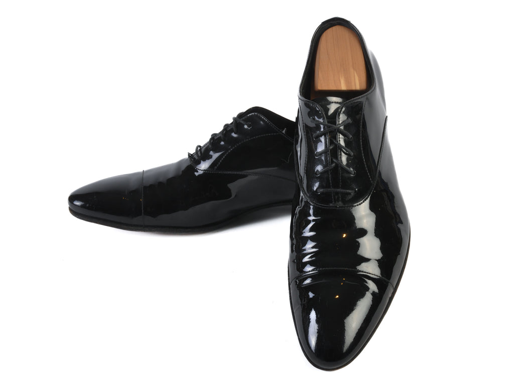 Prada Black Patent Leather Cap Toe Oxfords
