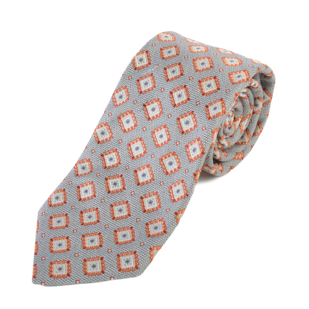 Tino Cosma Grey Geometric Patterned Tie