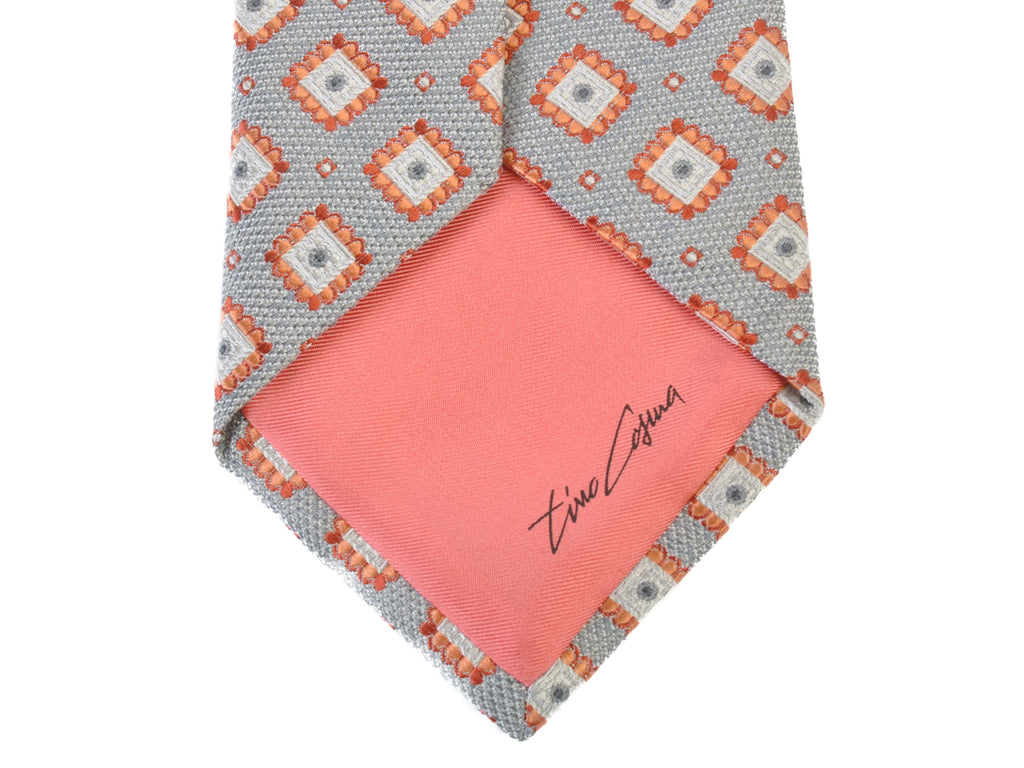 Tino Cosma Grey Geometric Patterned Tie