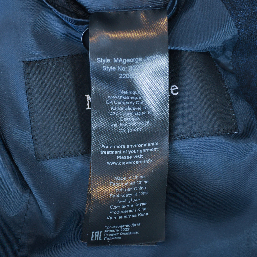 Matinique Navy Blue Jersey Flannel George Blazer