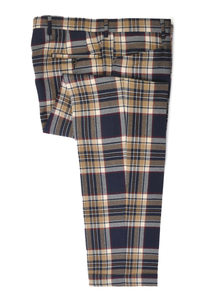 Etro Brown and Navy Plaid Pants