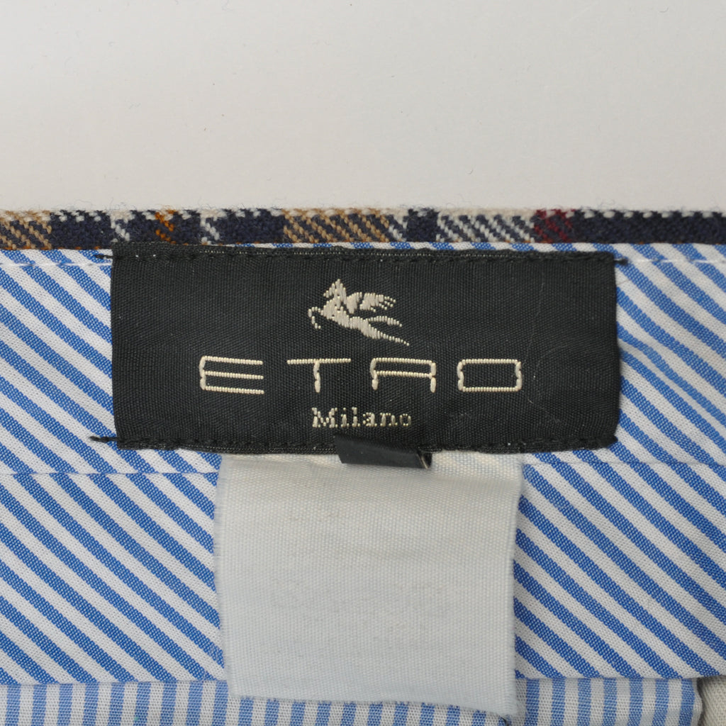 Etro Brown and Navy Plaid Pants
