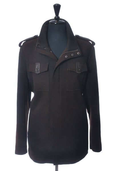 Cole Haan Brown Leather Accented Twill Jacket