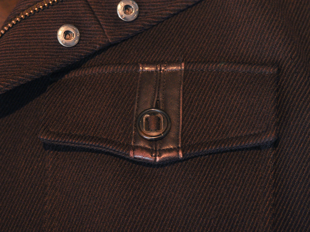 Cole Haan Brown Leather Accented Twill Jacket