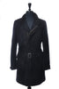 Koshin Satoh Vintage Black Sheepskin Suede Belted Coat