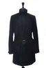 Koshin Satoh Vintage Black Sheepskin Suede Belted Coat