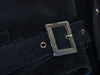 Koshin Satoh Vintage Black Sheepskin Suede Belted Coat