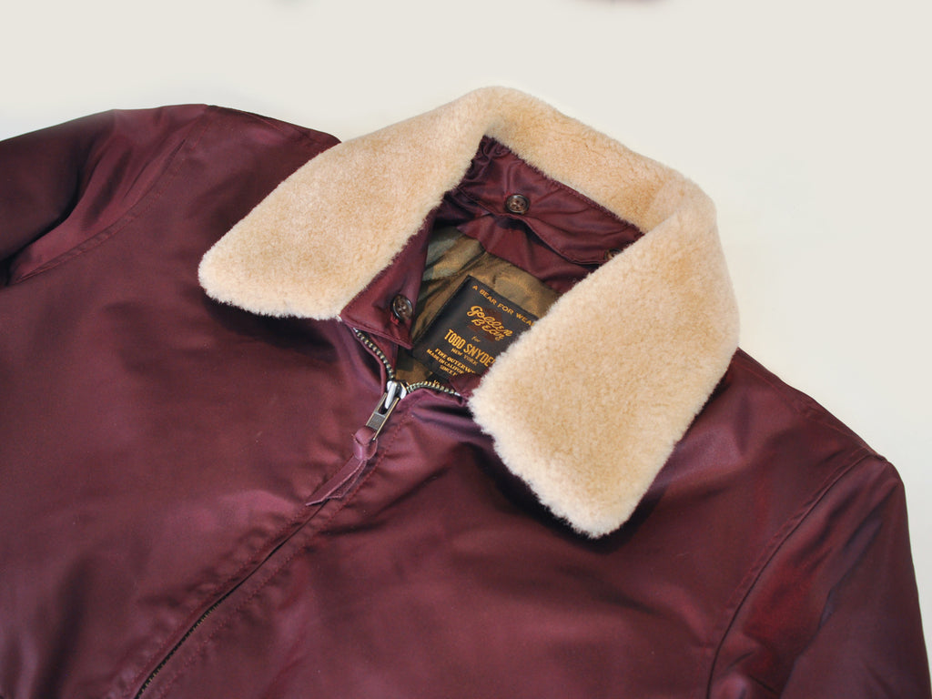 Todd Snyder X Golden Bear Burgundy Nylon Bomber Jacket